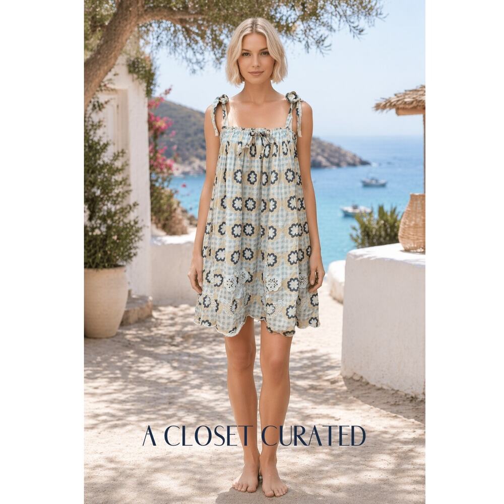 Innika Choo Cotton Mini Dress 2 NWT Blue